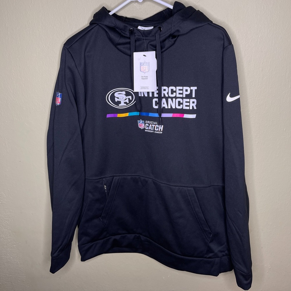 New Nike San Francisco 49ers Crucial Catch Size Large Intercept Cancer Hoodie